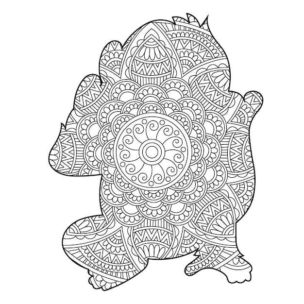 성인을 위한 Zentangle 원숭이 만다라 색칠 페이지 동물 색칠 공부 안티 스트레스 색칠 공부 페이지