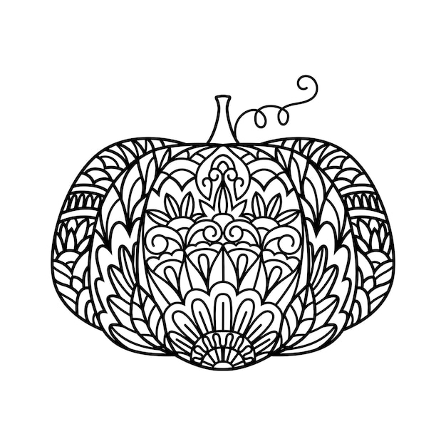 Vector zentangle pumpkin.  colouring book page