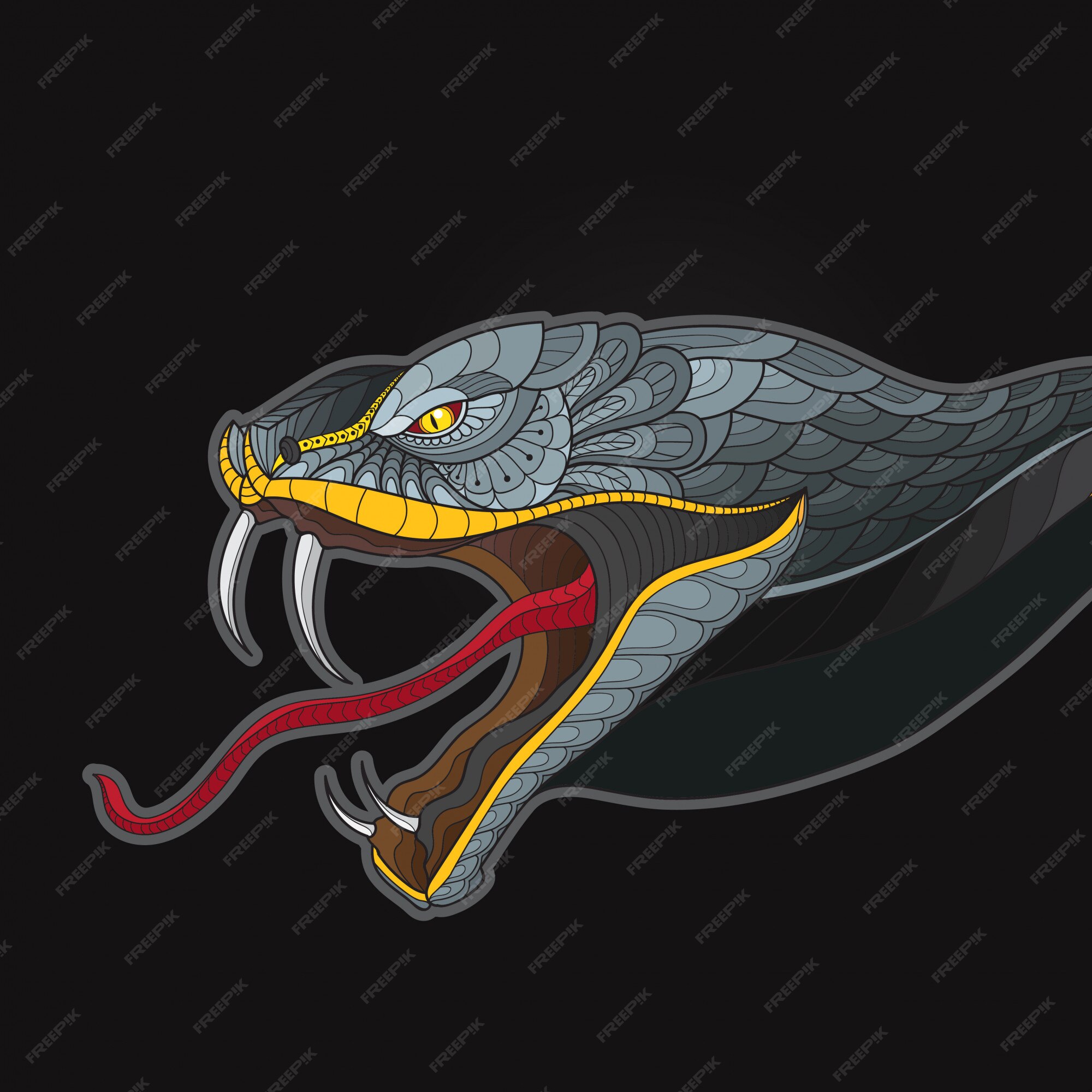 Stylized highly detailed snake cobra Royalty Free Vector