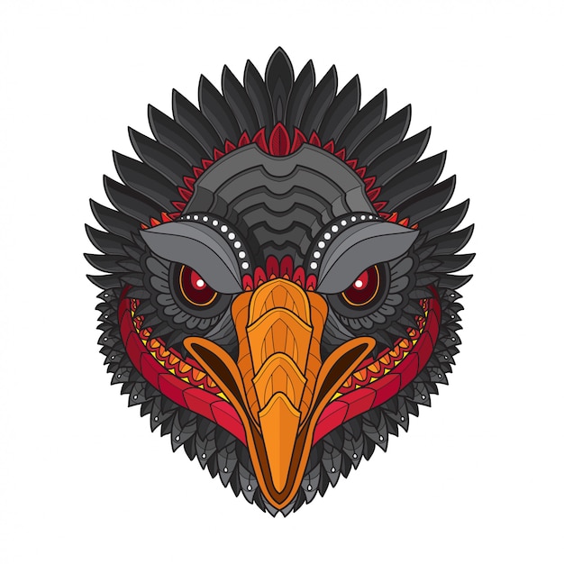 Zentangle図案化されたハゲタカ鳥頭ベクトルイラスト