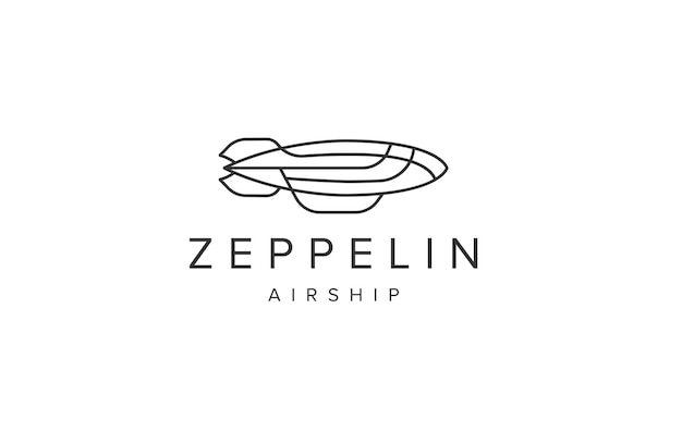 Шаблон логотипа дирижабля zeppelin плоский вектор