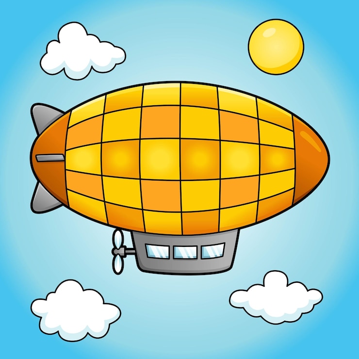 वेक्टर zeppelin cartoon colored vehicle illustration