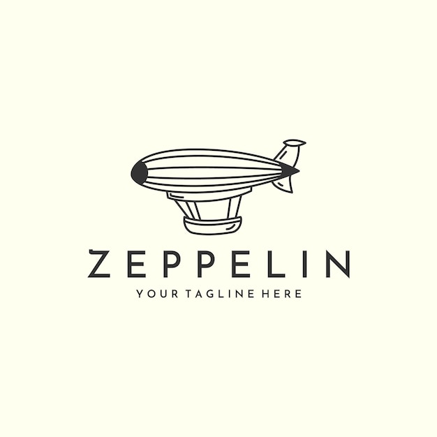 Zeppelin frontale con logo in stile lineare modello icona design aeronave palloncino illustrazione vettoriale