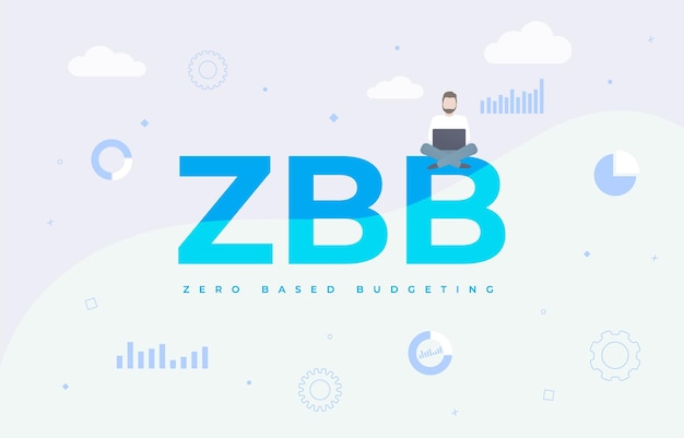 Zero Based Budgeting met ZBB afkorting acroniem bedrijfsconcept in plat ontwerp