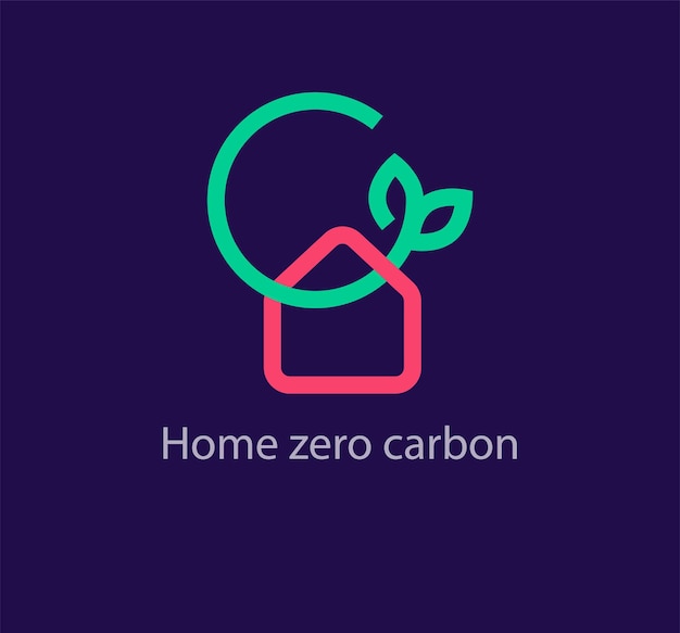 Zero carbon house logo Unique color transitions Clean energy and eco friendly logo template