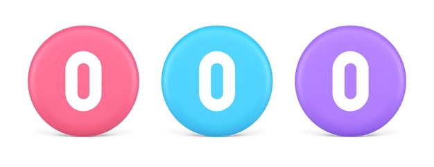Zero character number button digital sign for math counting cyberspace communication 3d icon