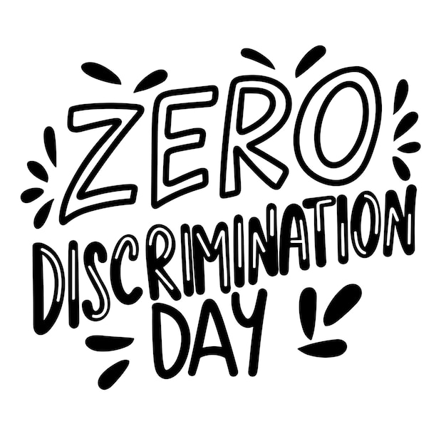 Текстовый баннер Дня нулевой дискриминации в черном цвете Рукопись нулевая дискриминация