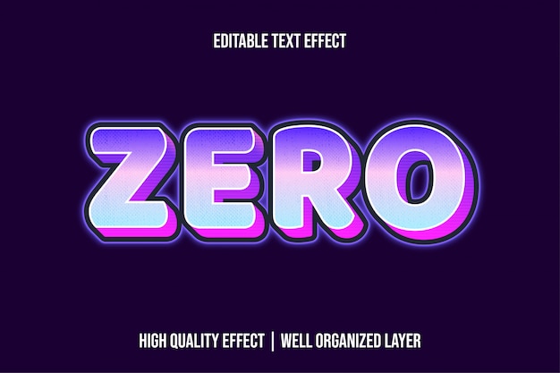 Zero futuristic modern bold style text effect