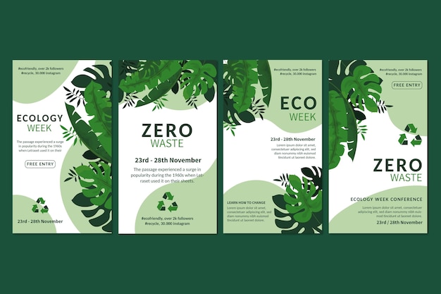 Vector zero waste ad instagram stories template