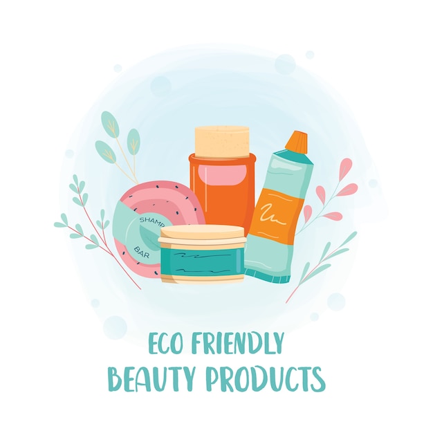 Zero waste beauty product. eco elements for people who care about ecology. eco friendly supplies hygeine. isolated vector illustration