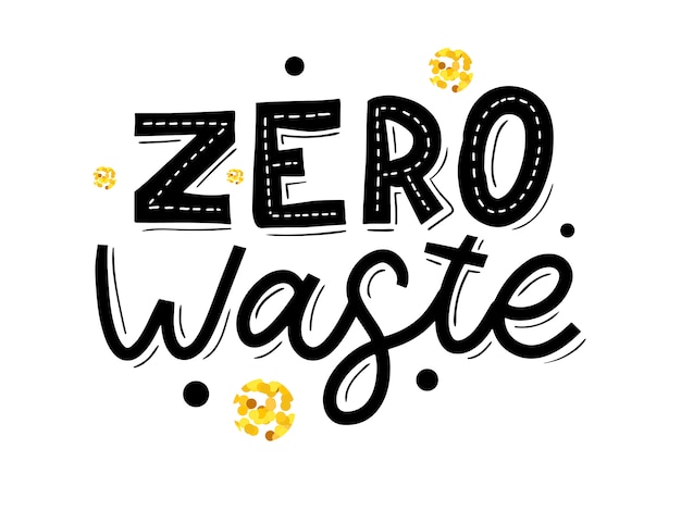 Zero waste. belettering tekst eco groene illustratie.