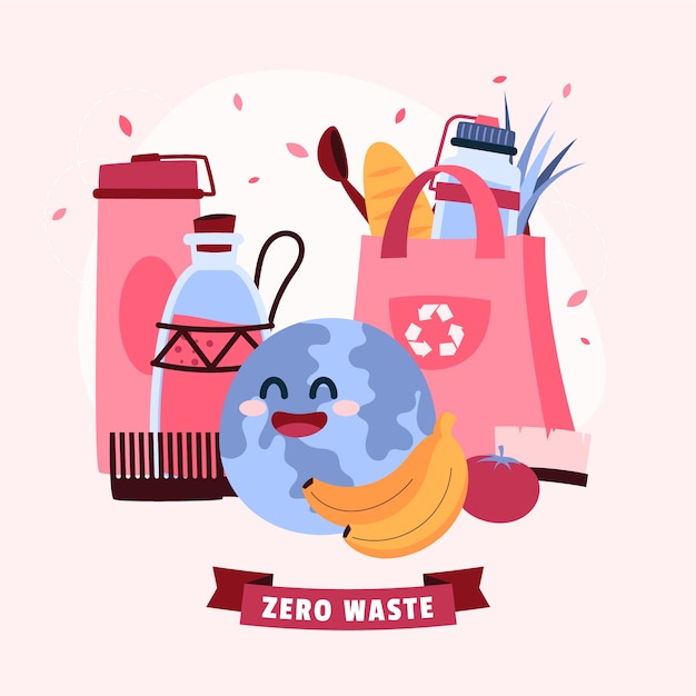 Vector zero waste-concept geïllustreerd