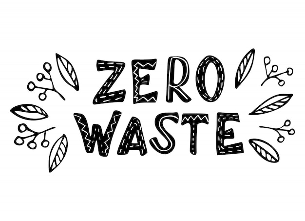 Zero Waste Concept Hand getrokken belettering