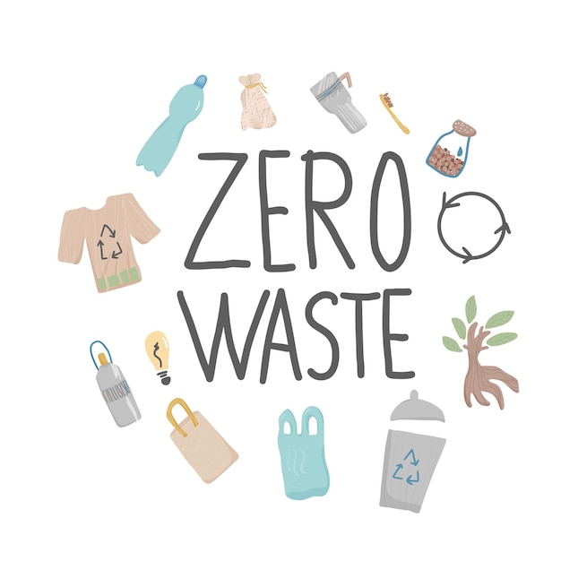 Vector zero waste concept quote vector illustration