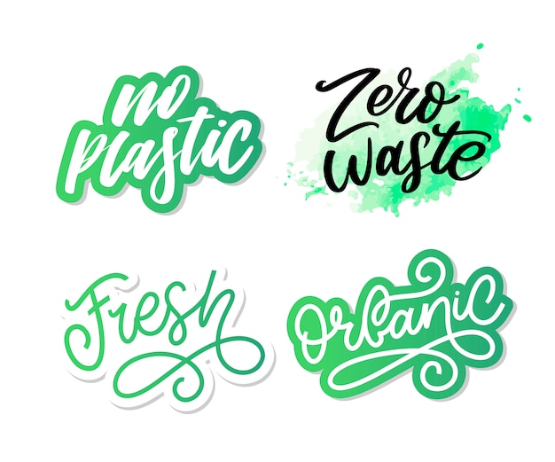 Zero waste conception green eco ecology belettering tekst