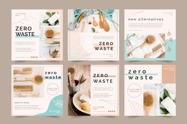 Vector zero waste instagram posts