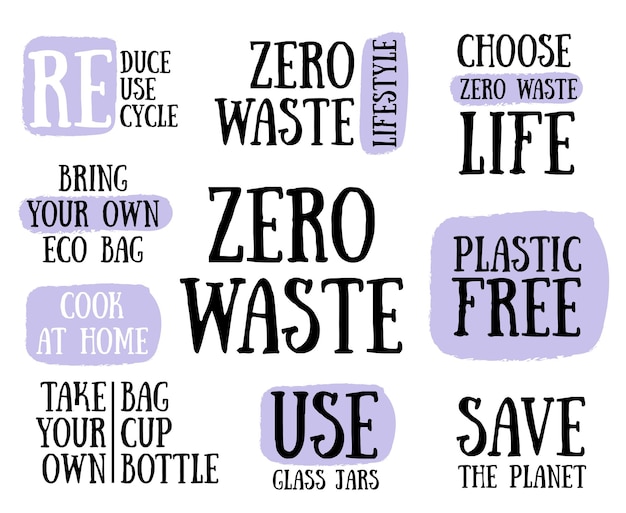 Vector zero waste lifestyle concept collection