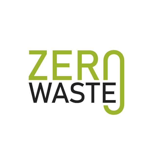 廃棄物ゼロのロゴ ラベル環境保護再利用リサイクルを減らすプラスチックなしと緑のスローガンのベクトル図を行く