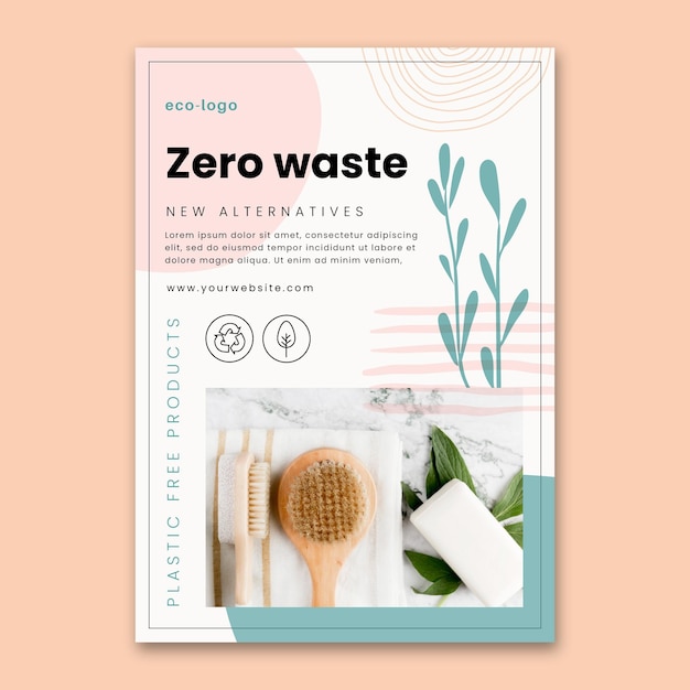 Zero waste plastic free products flyer template