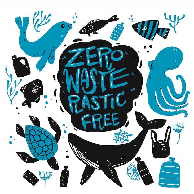 Vector zero waste plastic free