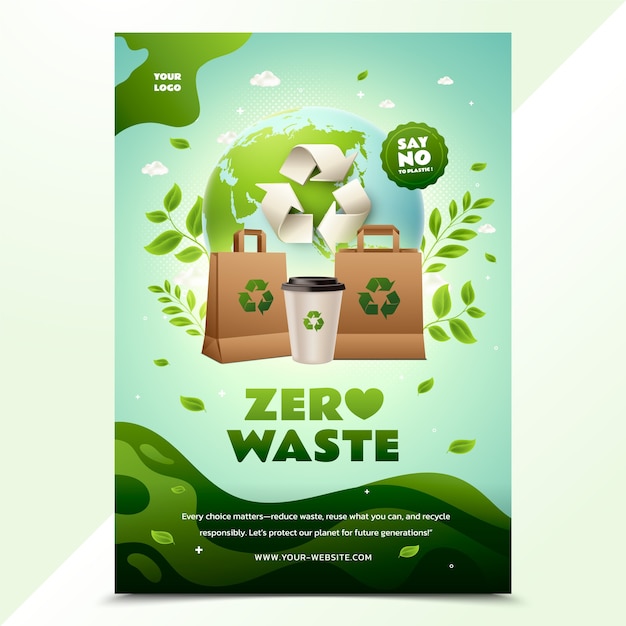 zero waste poster: protect our planet, embrace sustainability and recycle!