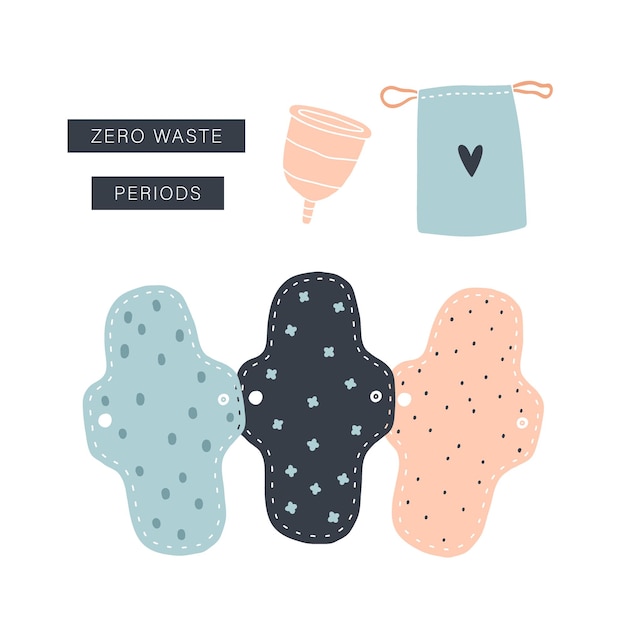 Vector zero waste reusable pads and menstrual cup.