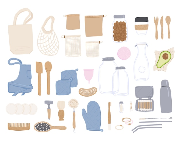 Vector zero waste set of objects.