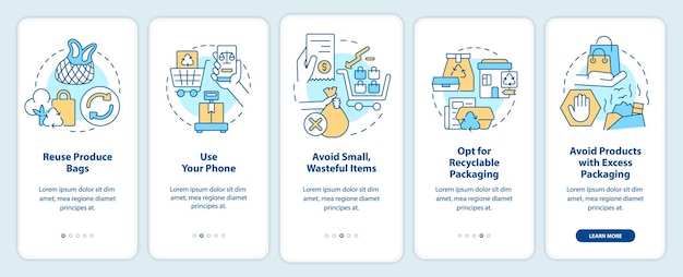 Schermata dell'app mobile onboarding per acquisti senza sprechi