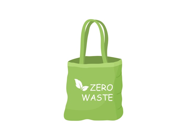 Zero waste shopping Reusable organic bag Cotton eco green bag Environmenral illustration