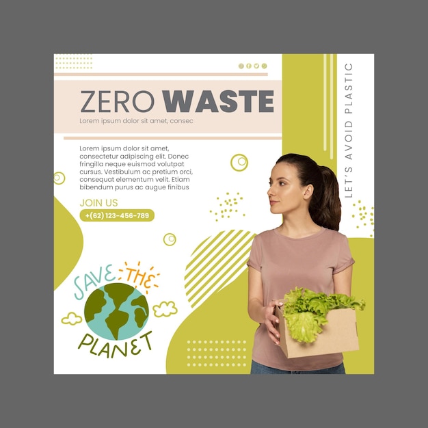 Zero waste squared flyer template