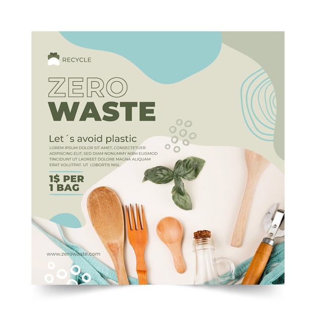 Zero waste squared flyer template