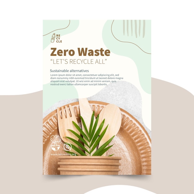 Vector zero waste vertical flyer template