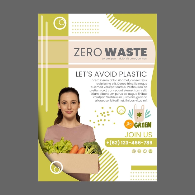 Vector zero waste vertical flyer template