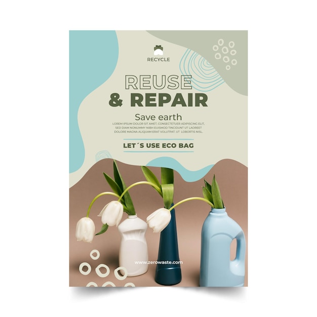 Zero waste vertical flyer template