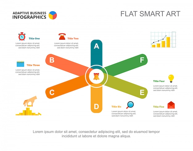 Zes financiële punten dia sjabloon