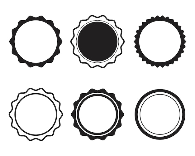 Vector zes lege ronde label stempels set.