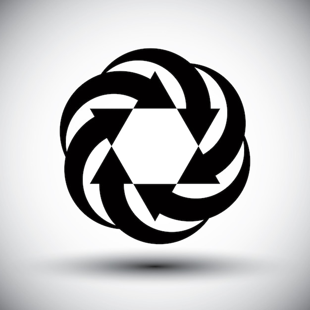 Zes pijlen lus conceptueel pictogram, abstract nieuw idee vector symbool.