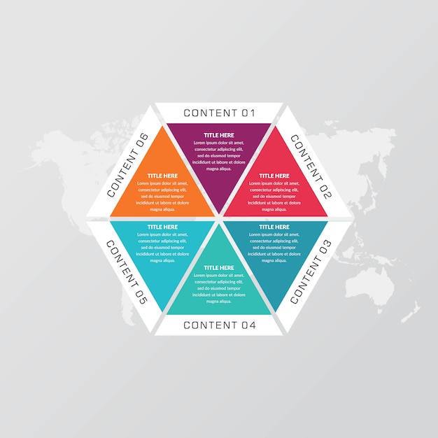 Zes punten Infographic Element Bedrijfsstrategie