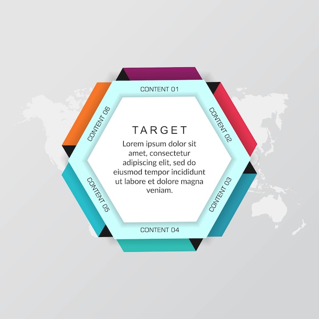 Zes punten Infographic Element Bedrijfsstrategie