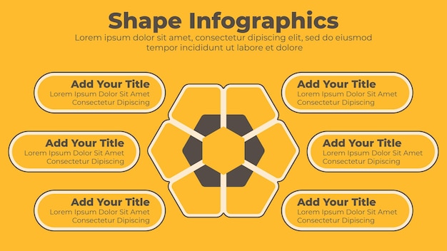 Zes stappen cirkel infographic presentatiesjabloon