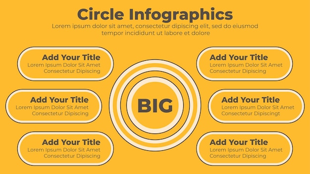 Zes stappen cirkel infographic sjabloon