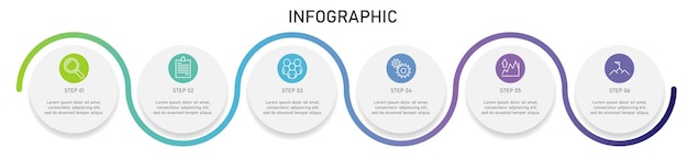 Zes stappen tijdlijn cirkel botton infographic sjabloon Bedrijfsproces of methode voor succes3D