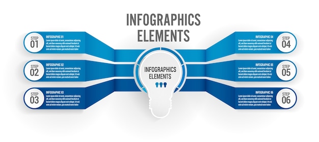 Zes stappen zakelijke presentatie infographic sjabloon