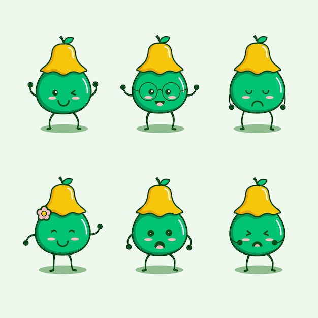 Zes uitdrukking van avocado-emoji