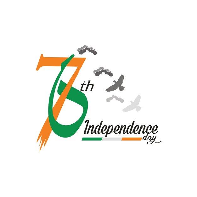 Zesenzeventig 76 jaar india onafhankelijkheidsdag groet ontwerp logo