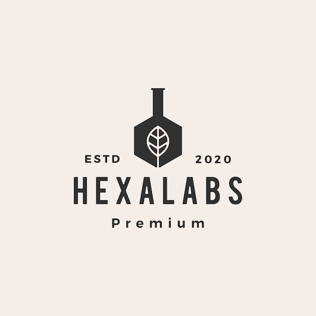 Zeshoek blad lab labs hipster vintage logo pictogram illustratie