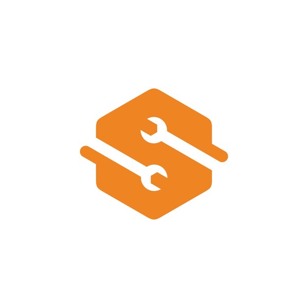Zeshoek negatieve ruimtesleutels gevormd Letter S Logo-sjabloon