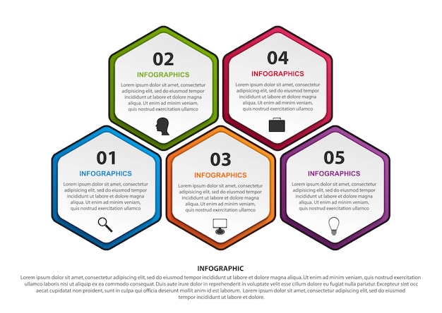 Zeshoek opties infographics sjabloon.