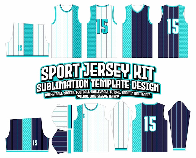 Zeshoek overzicht strepen basketbal Jersey sportkleding ontwerpsjabloon