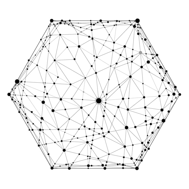 Vector zeshoek verbonden stippen verbindingsconcept abstract